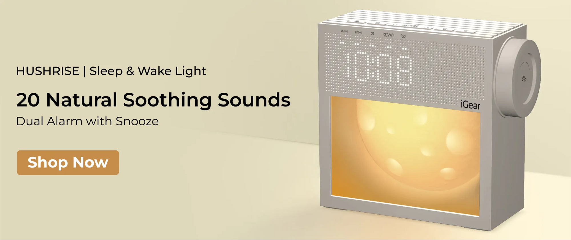 iGear HushRise bedside lamp with wireless charging