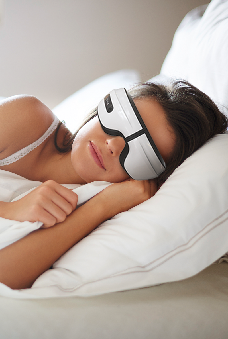 Person relaxing with iGear eye massager